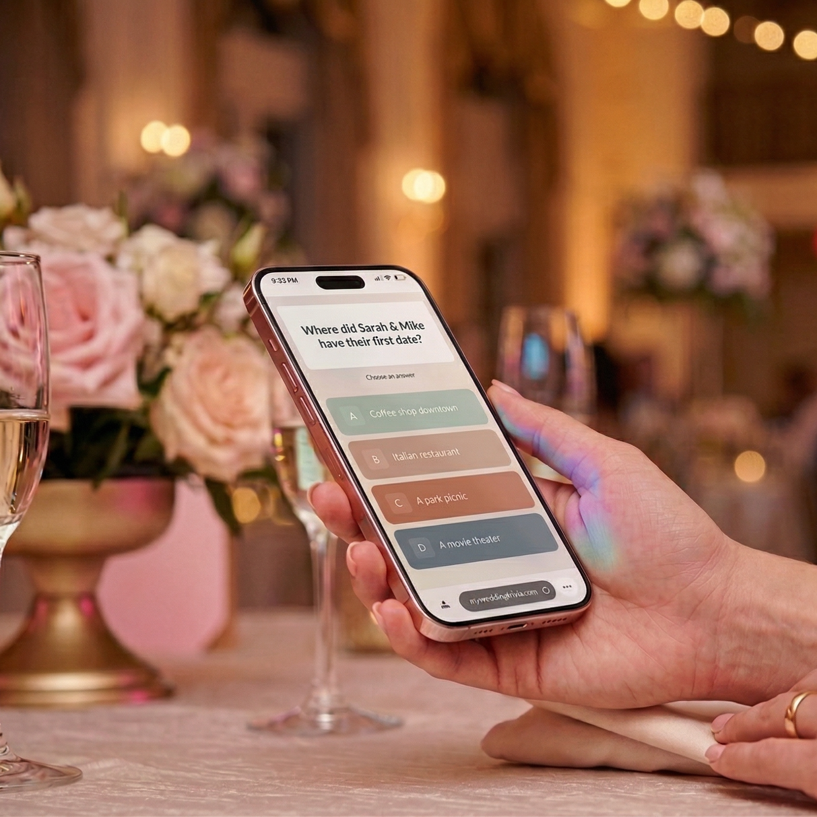 Guests playing trivia on their phones