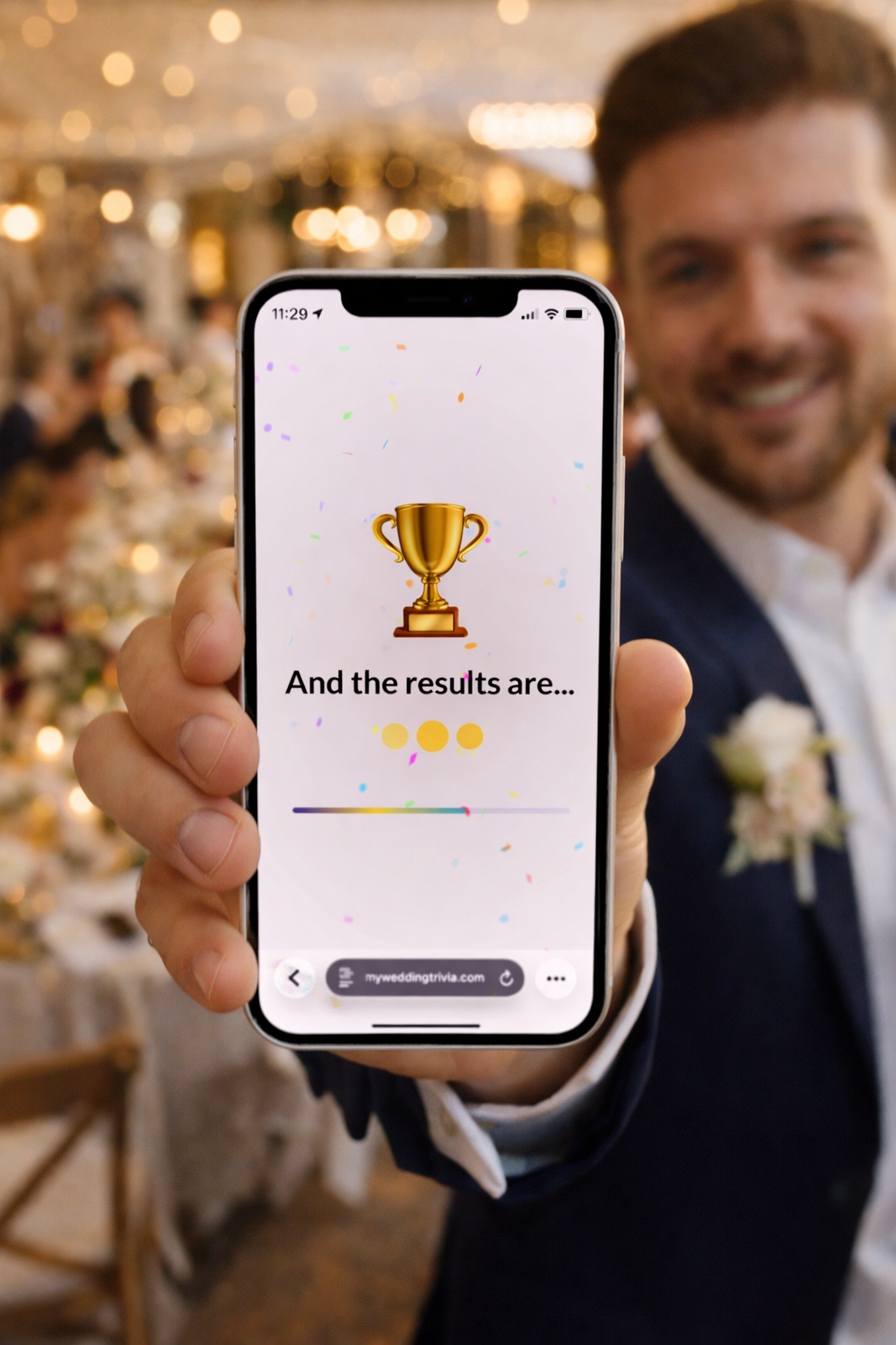 Guest winning trivia on their phone